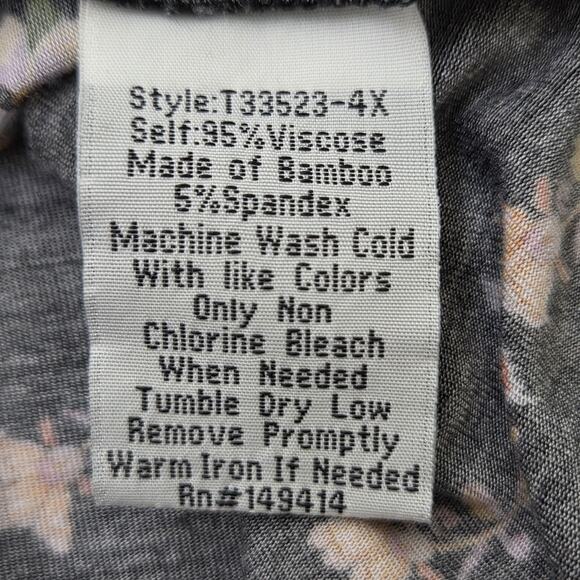 Johnny Was Womens Floral Black Twist Front Swing Dress Plus SZ 1X Dark Floral - Picture 12 of 13